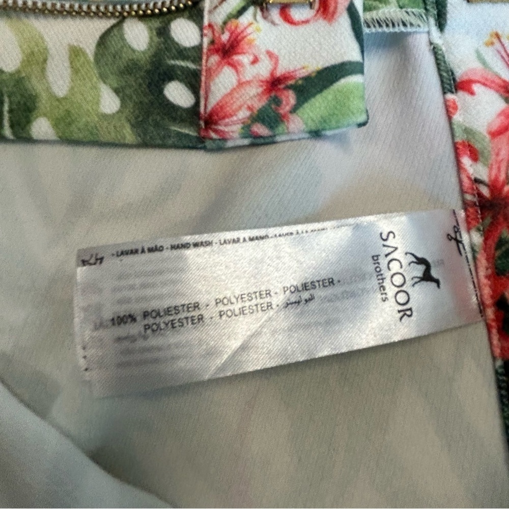 Sacoor Brothers pink green floral flower tropical ankle pants Sz 38 NWT - Picture 6 of 12